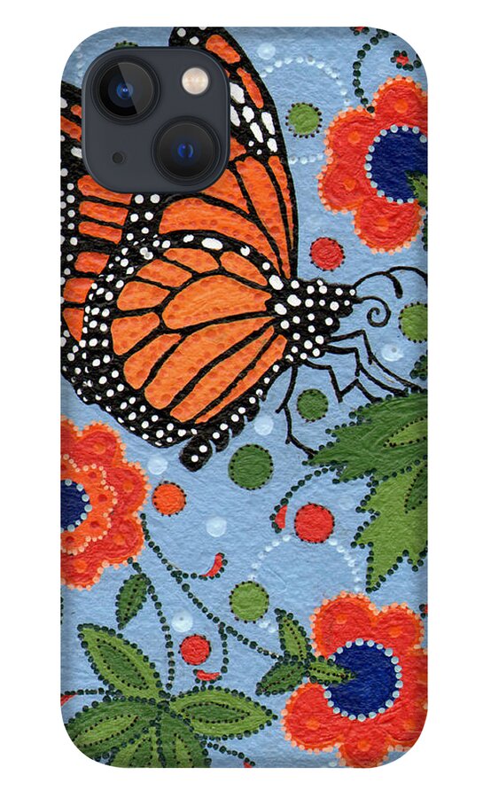 Monarch iPhone 13 Case featuring the painting Summer Monarch Butterfly by Chholing Taha