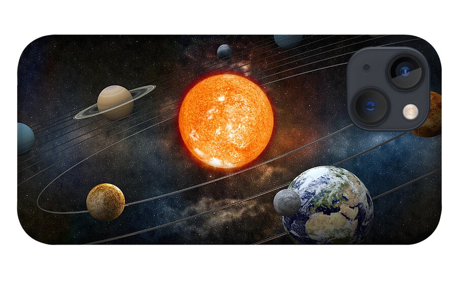 Uranus iPhone 13 Case featuring the photograph Sun And Nine Planets Orbiting by Adventtr