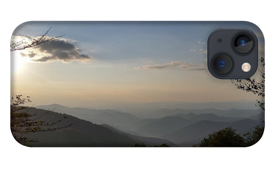 Blue Ridge iPhone 13 Case featuring the photograph Sun setting on Blue Ridge Mountain Overlook by Stacie Siemsen