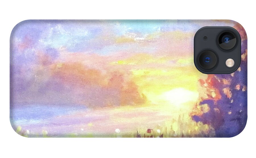 Sunset iPhone 13 Case featuring the painting Sunset by Karen Ilari