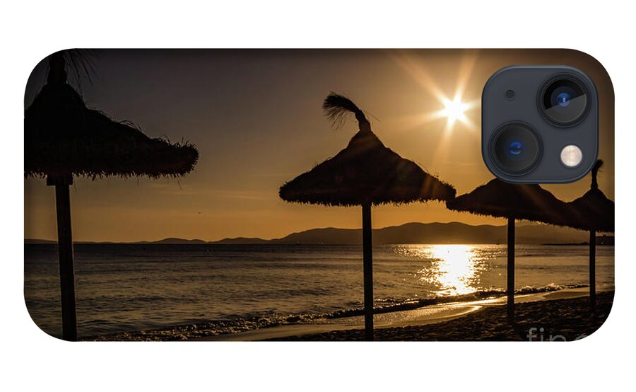 Sunset iPhone 13 Case featuring the photograph Sunset on the beach, Mallorca, Spain by Lyl Dil Creations