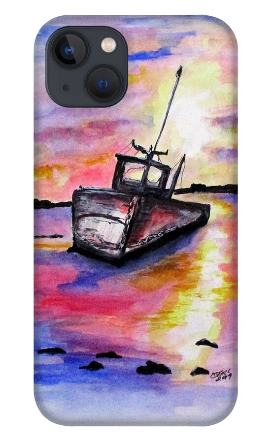 Pink iPhone 13 Case featuring the painting Sunset Rest by Clyde J Kell
