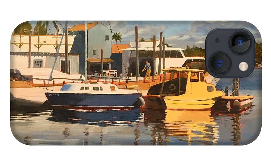 Florida iPhone 13 Case featuring the painting Tarpon Springs Harbour by David Gilmore