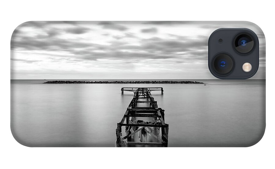 Seascape iPhone 13 Case featuring the photograph The abandoned Pier by Michalakis Ppalis