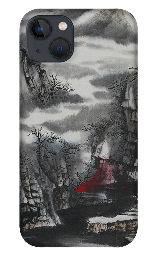 Chinese Watercolor iPhone 13 Case featuring the painting The Four Seasons Version 1 - Winter by Jenny Sanders