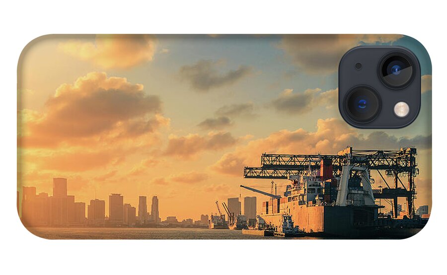 Freight Transportation iPhone 13 Case featuring the photograph The Industrial Port Of Miami by Thepalmer