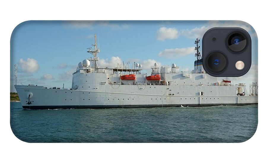 Usns Waters iPhone 13 Case featuring the photograph The USNS Waters enters Port Canaveral. by Bradford Martin