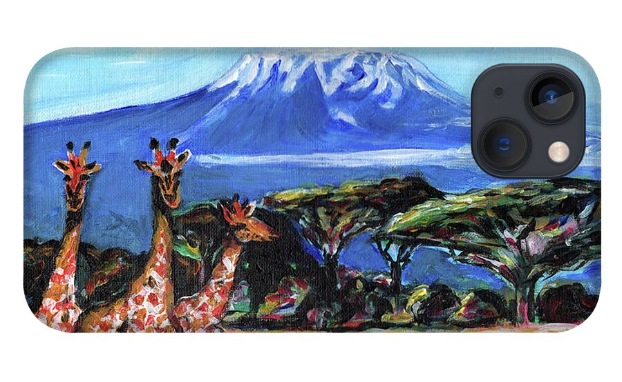Everett Spruill iPhone 13 Case featuring the painting Three Giraffes by Everett Spruill
