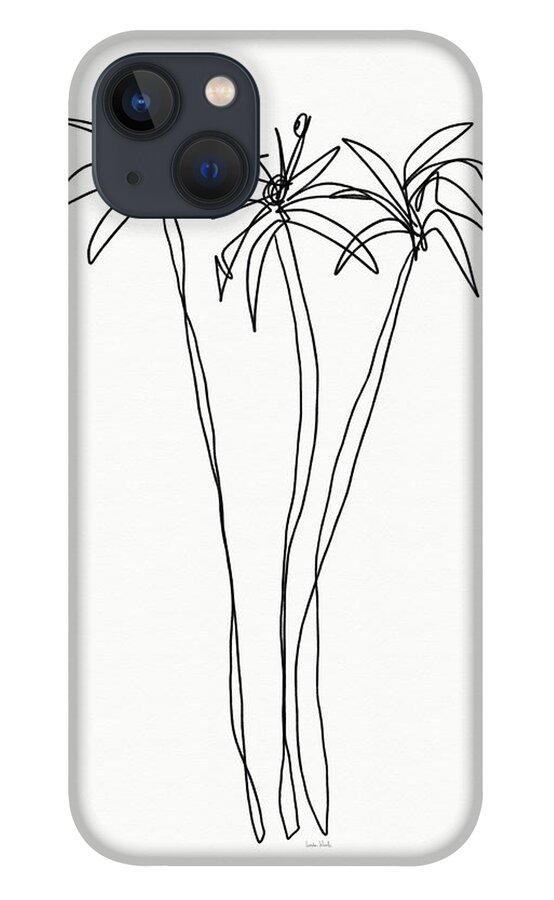 Trees iPhone 13 Case featuring the drawing Three Tall Palm Trees- Art by Linda Woods by Linda Woods