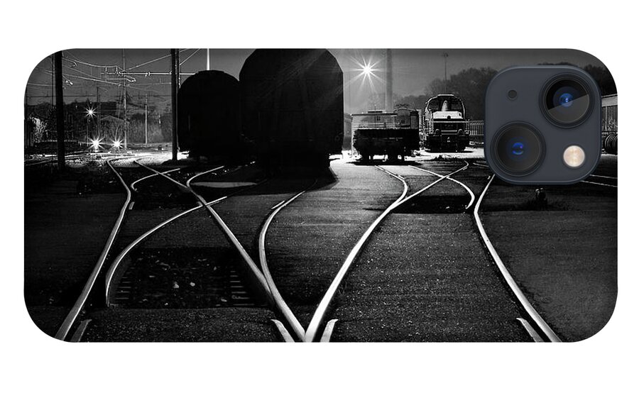 Pole iPhone 13 Case featuring the photograph Train And Rail Shapes In The Night by Nicola Filardi