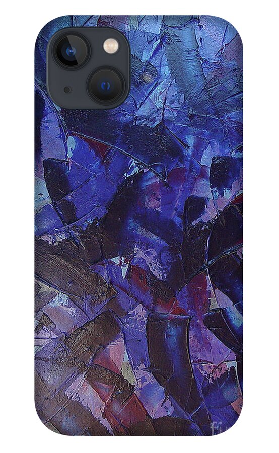 Blue iPhone 13 Case featuring the painting Transitions with Blue and Magenta by Dean Triolo
