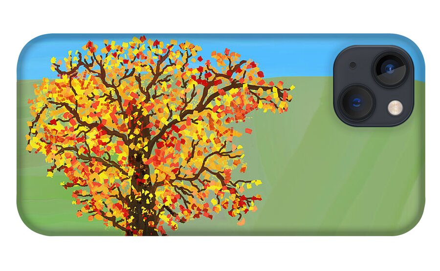 Tree iPhone 13 Case featuring the digital art Tree in Autumn by Kae Cheatham