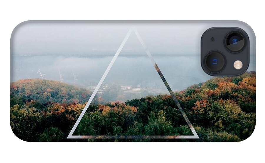 Tranquility iPhone 13 Case featuring the photograph Triangle Shape Over Forest Against by Bulat Kinzyagulov / Eyeem