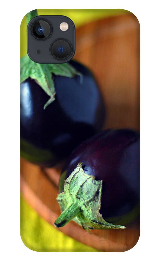 Cutting Board iPhone 13 Case featuring the photograph Two Baby Aubergines Eggplants by Photo By Ira Heuvelman-dobrolyubova