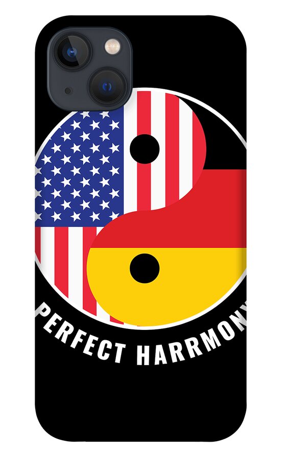 German American iPhone 13 Case featuring the digital art USA Germany Ying Yang Heritage for Proud German American Biracial American Roots Culture Descendents by Martin Hicks