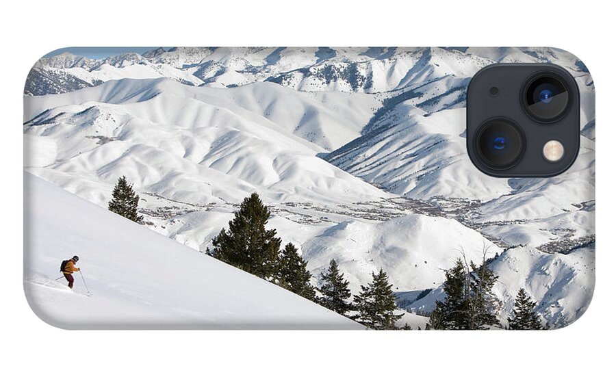 Ski Pole iPhone 13 Case featuring the photograph Usa, Idaho, Sun Valley, Man Downhill by Karl Weatherly