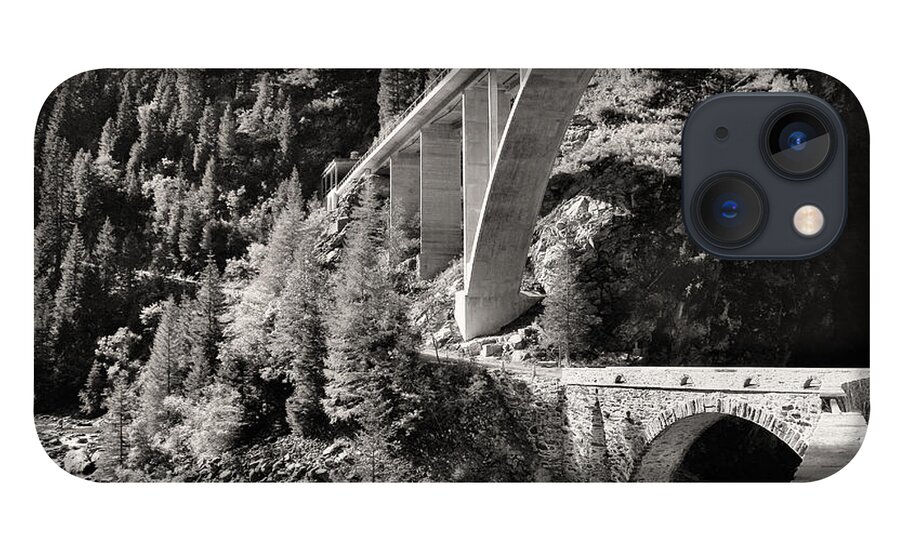 Graubünden iPhone 13 Case featuring the photograph Val di Lei Bridges, Old and New by Steve Ember