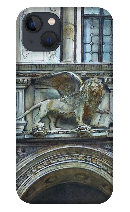 Architecture iPhone 13 Case featuring the painting Venetian Door II by Henrieta Maneva