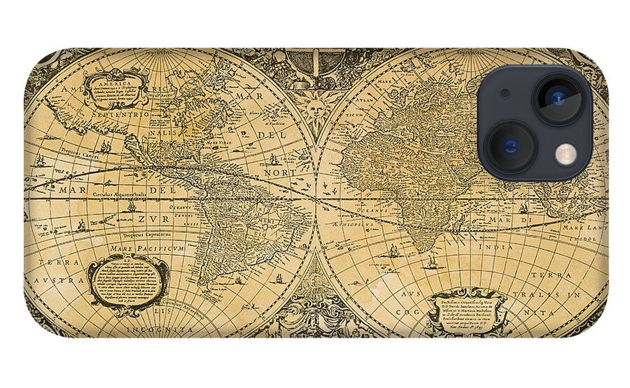 Latitude iPhone 13 Case featuring the digital art Vintage Map Of The World by Comstock