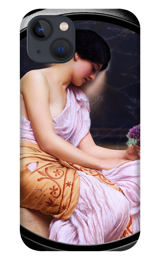 Young Girl iPhone 13 Case featuring the painting Violets, Sweet Violets by John Godward LM Shift by Rolando Burbon