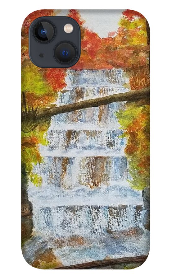 Waterfalls iPhone 13 Case featuring the painting Wagner Falls by Ann Frederick