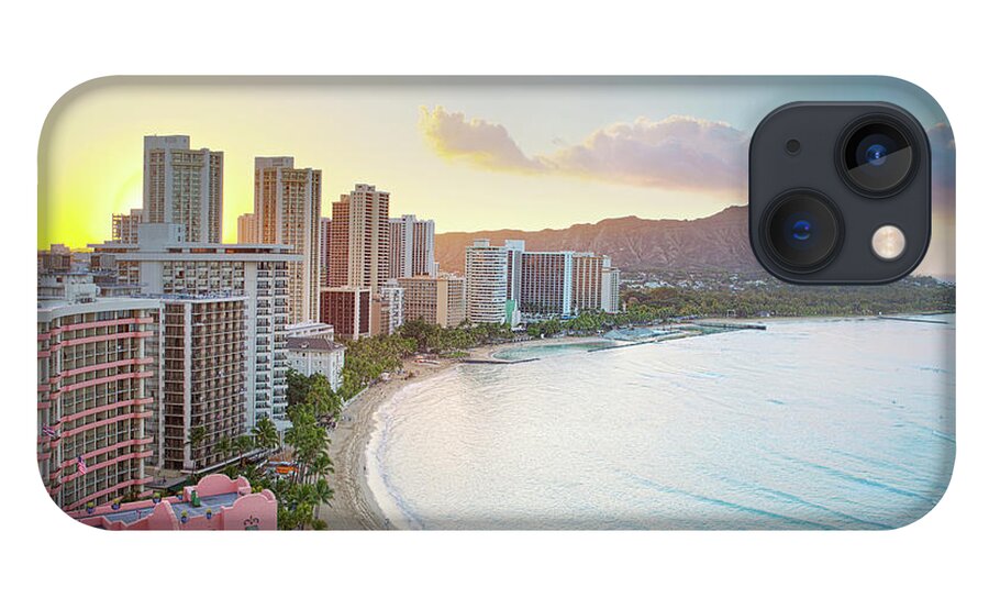 Summer iPhone 13 Case featuring the photograph Waikiki Beach At Sunrise by M Swiet Productions