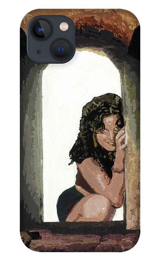 Portraits iPhone 13 Case featuring the painting Waiting at the Window by Annalisa Rivera-Franz