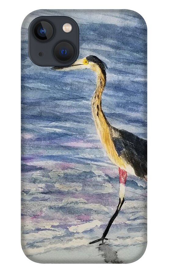 Herons iPhone 13 Case featuring the painting Walk on the beach by Ann Frederick