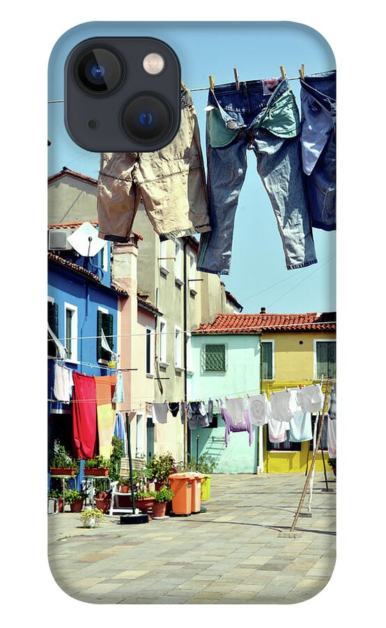Hanging iPhone 13 Case featuring the photograph Washday In Burano by Paul Biris
