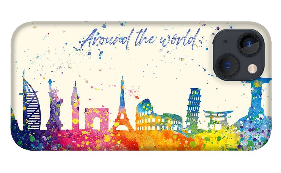 Watercolor iPhone 13 Case featuring the painting Watercolor Around the world by Vart Studio