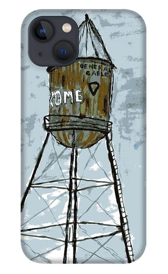 Water Tower iPhone 13 Case featuring the painting Watertower by Branwen Drew