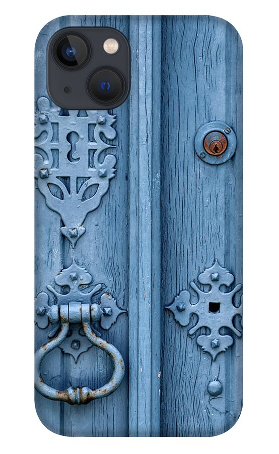 Templar iPhone 13 Case featuring the photograph Weathered Blue Door Lock by David Letts