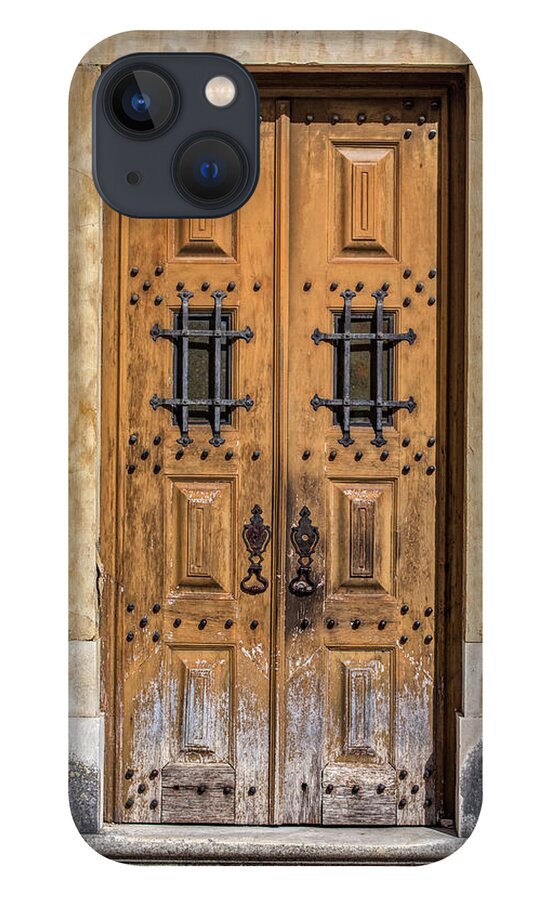 Door iPhone 13 Case featuring the photograph Weathered Brown Door of Portugal by David Letts