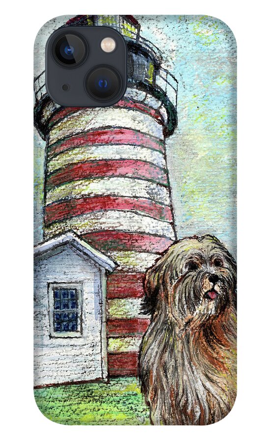 West Quoddy Head iPhone 13 Case featuring the mixed media West Quoddy Head by AnneMarie Welsh