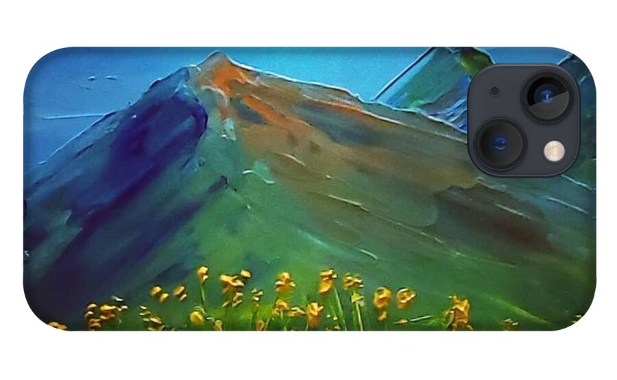 Landscape iPhone 13 Case featuring the painting Wildflower Mountain by Amy Kuenzie