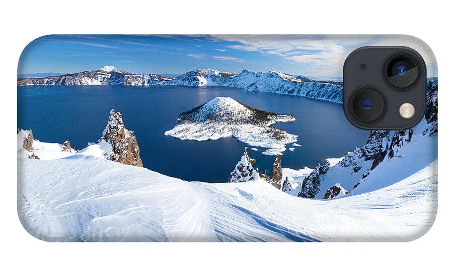 Cliffs iPhone 13 Case featuring the photograph Winter Scene At Crater Lake Volcano by Matthew Connolly