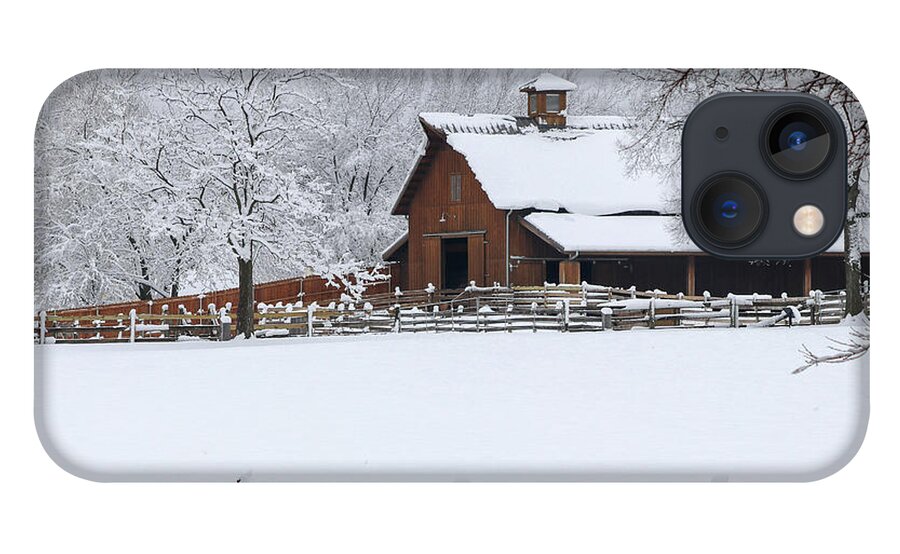 Kansas iPhone 13 Case featuring the photograph Wintry Barn by Mary Anne Delgado