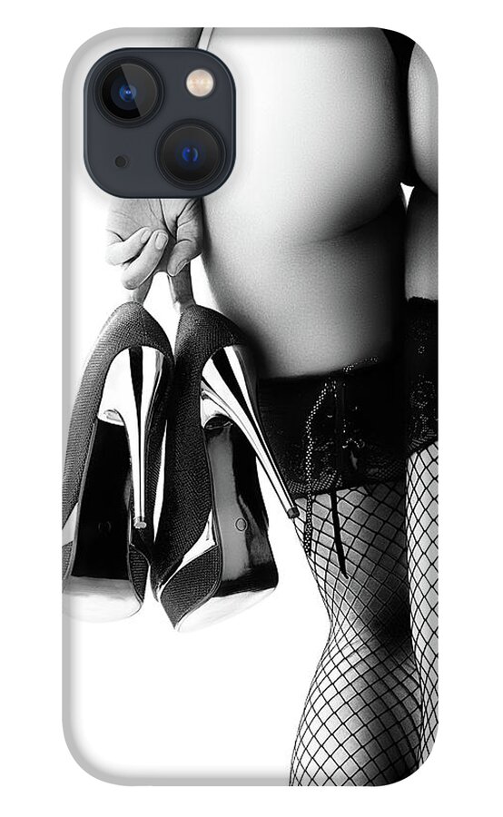 Woman iPhone 13 Case featuring the photograph Woman in lingerie rear view by Johan Swanepoel