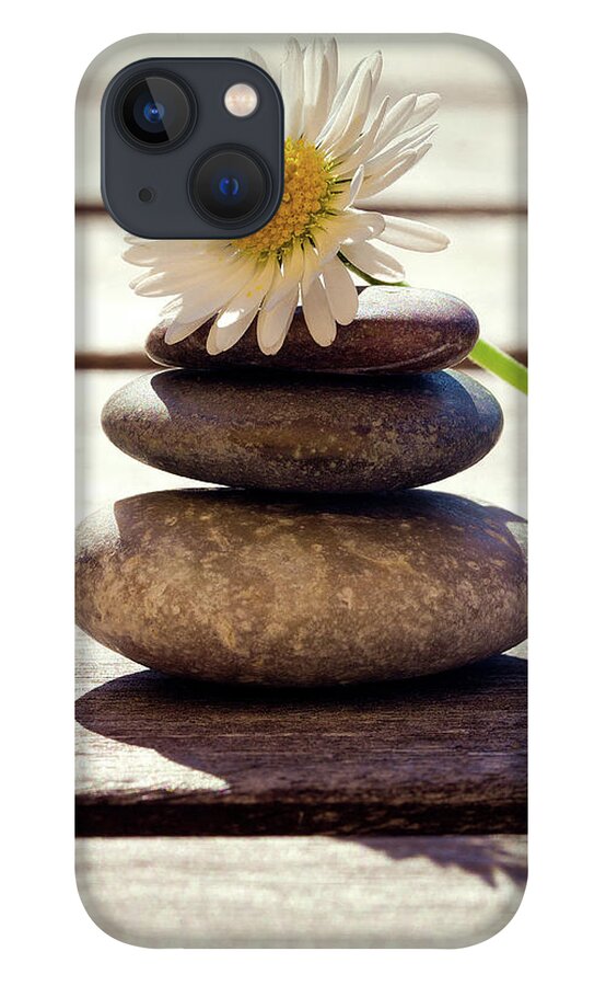Petal iPhone 13 Case featuring the photograph Zen Stones With Daisy by Lacaosa