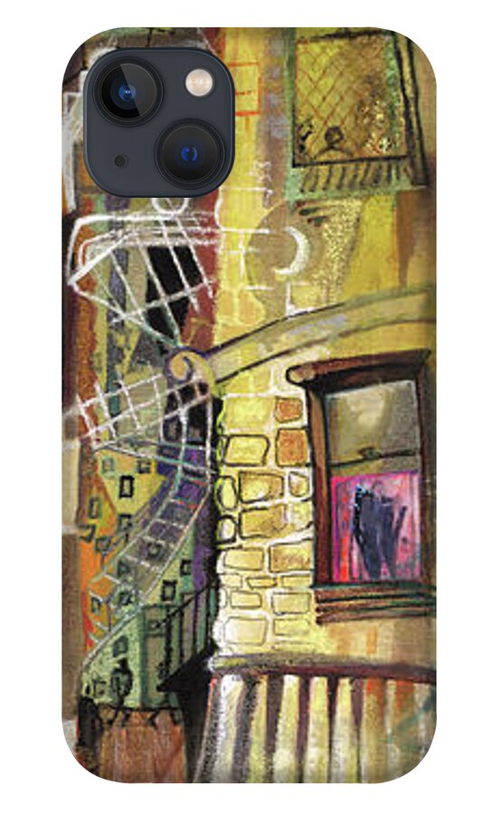 Apartment Buildings iPhone 13 Case featuring the painting Apartment by Cherie Salerno