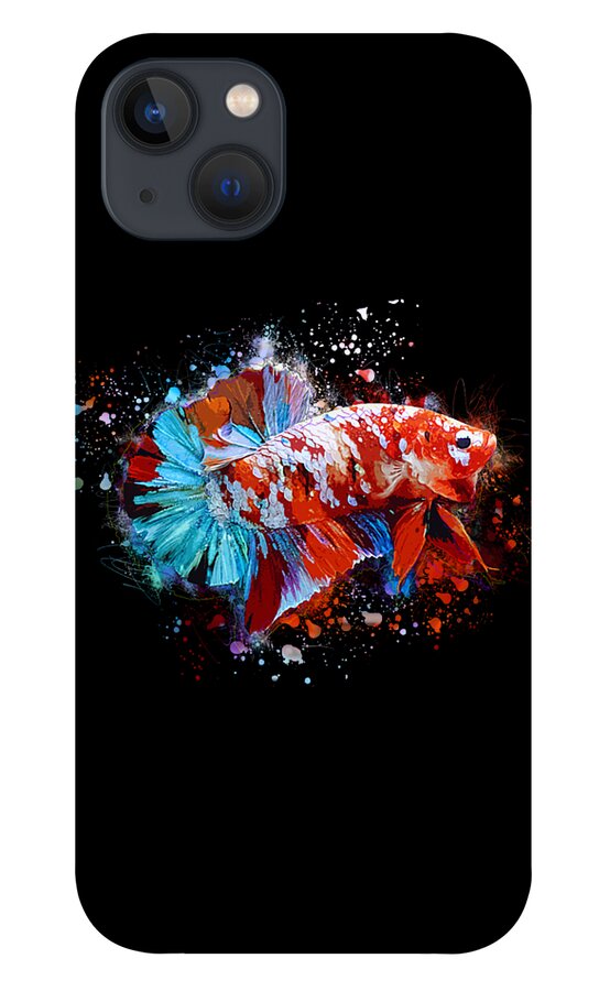 Artistic iPhone 13 Case featuring the digital art Artistic Galaxy Koi Betta Fish by Sambel Pedes