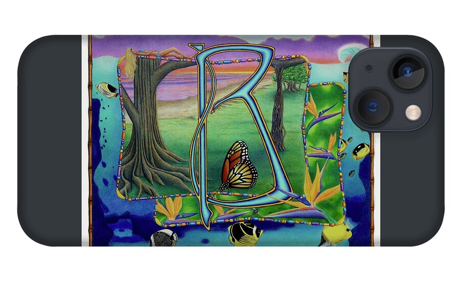 Kim Mcclinton iPhone 13 Case featuring the drawing B is for Beach by Kim McClinton