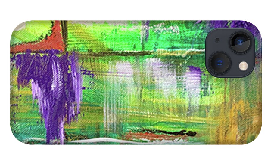 Abstract iPhone 13 Case featuring the mixed media Justin #1 by Laura Jaffe