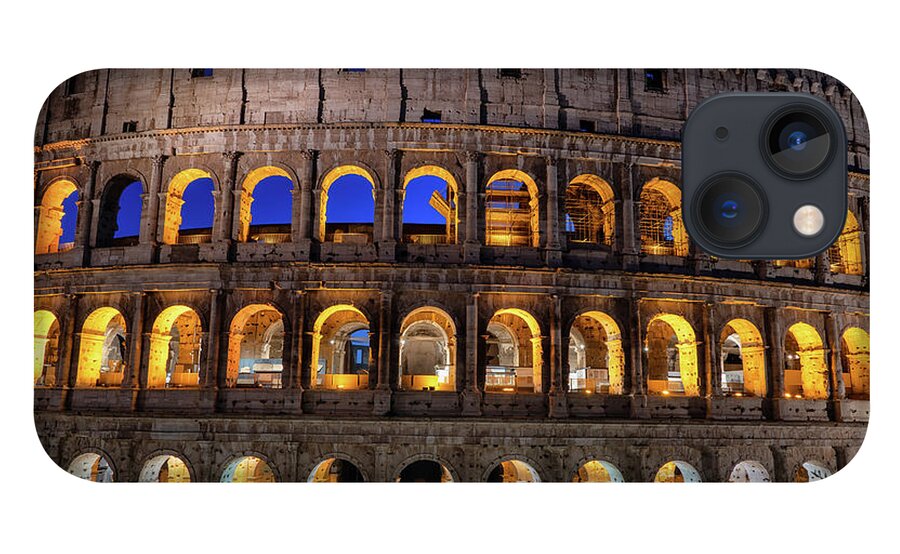 Colosseum iPhone 13 Case featuring the photograph Monumental Colosseum Facade At Night #1 by Artur Bogacki