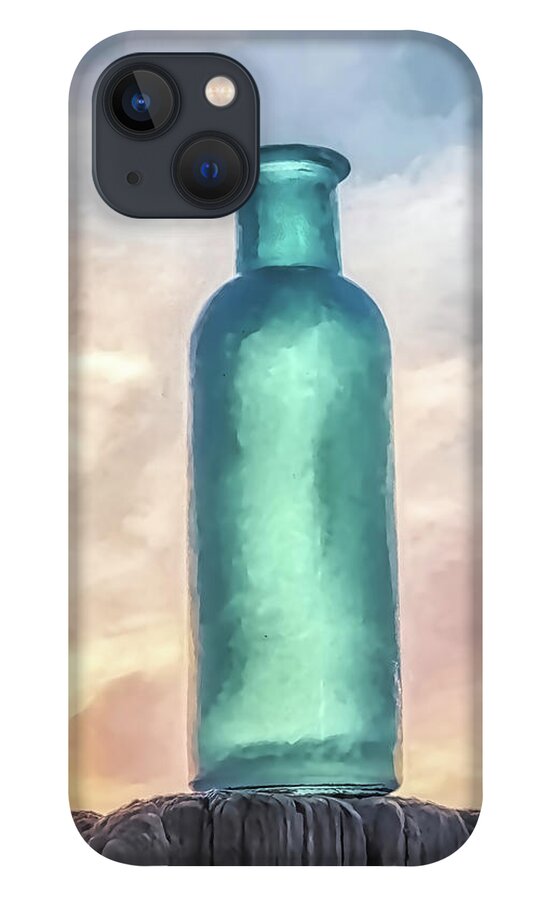 Seaglass iPhone 13 Case featuring the photograph Painterly Seaglass On Piling At Twilight #1 by Gary Slawsky