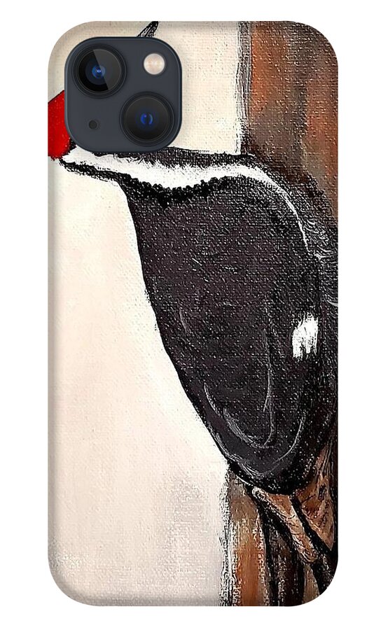 Bird iPhone 13 Case featuring the painting Red Headed Woodpecker #2 by Amy Kuenzie