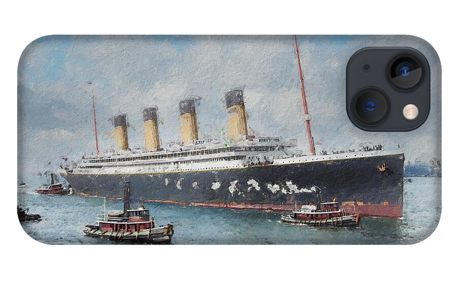 Steamer iPhone 13 Case featuring the digital art R.M.S. Olympic by Geir Rosset