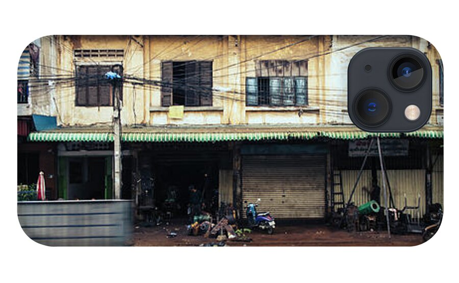 Panoramic iPhone 13 Case featuring the photograph Siem Reap street cambodia #1 by Sonny Ryse