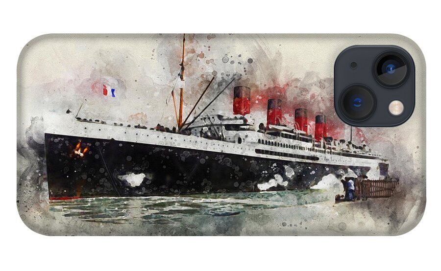 Steamer iPhone 13 Case featuring the digital art S.S. France 1910 by Geir Rosset