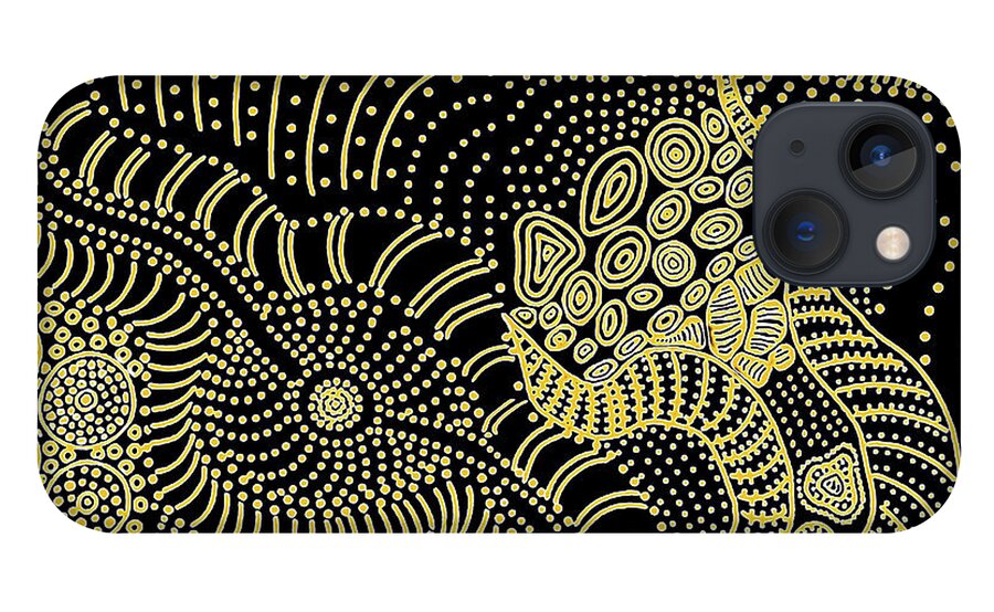 Shaman Peyote Ritual iPhone 13 Case featuring the digital art Tear Across Dotted Line #1 by Vagabond Folk Art - Virginia Vivier